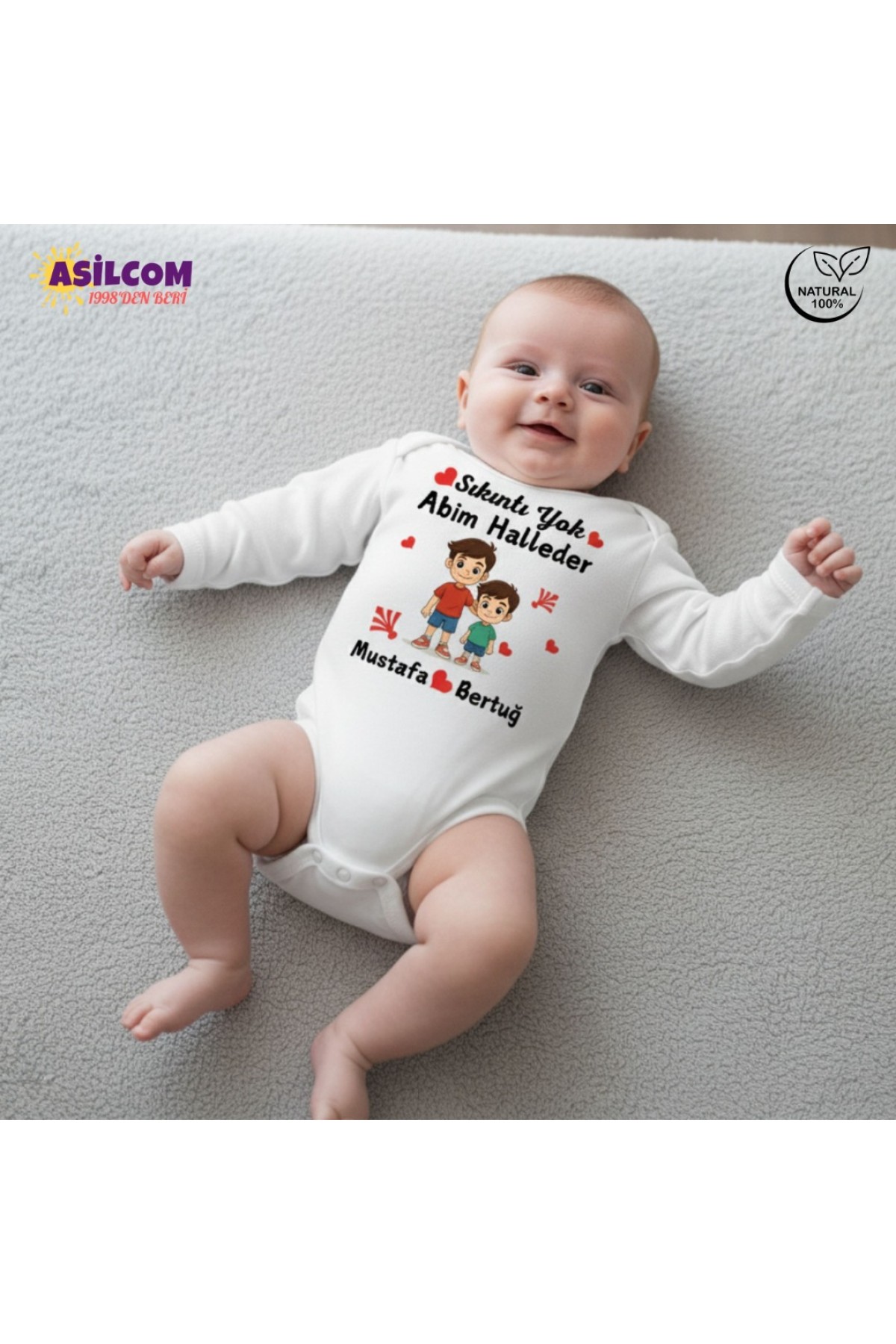 Kardeşlik Kombini: Kişiye Özel İsimli Tişört & Body %100 Pamuk