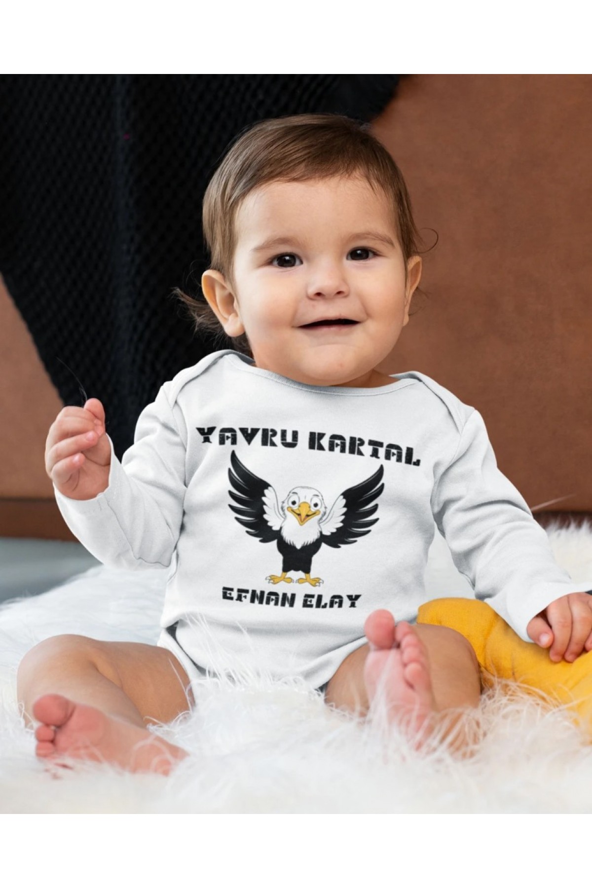 Yavru Kartal Yazılı Kişiye Özel Bebek Zıbın - %100 Pamuk Yavru Kartal Yazılı Kişiye Özel Bebek Zıbın - %100 Pamuk