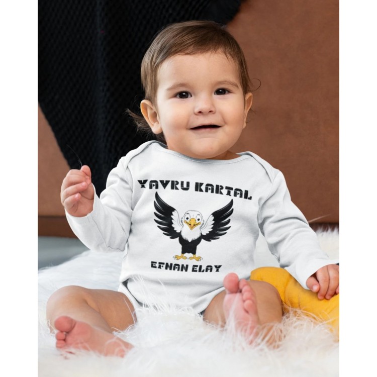 Yavru Kartal Yazılı Kişiye Özel Bebek Zıbın - %100 Pamuk