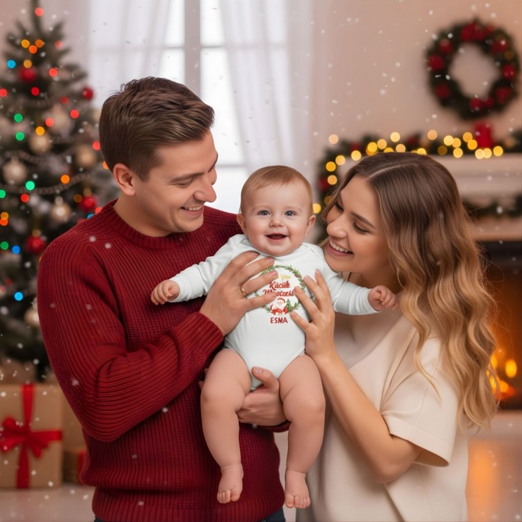 Yeni Yılın Küçük Mucizesi Kişiye Özel Bebek Zıbın - %100 Pamuk