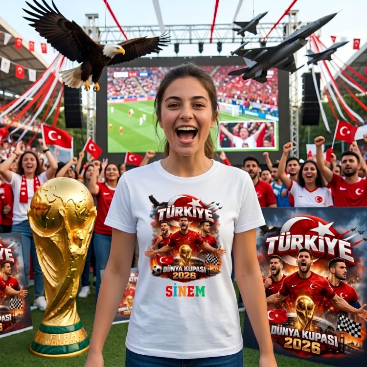 Kişiye Özel Türkiye Dünya Kupası 2026 Tişörtü – İsim Baskılı %100 Pamuk