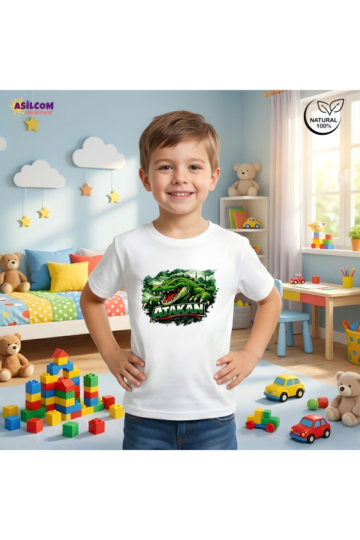 İsme Özel Bursaspor Timsah Tasarımlı Çocuk Tişört