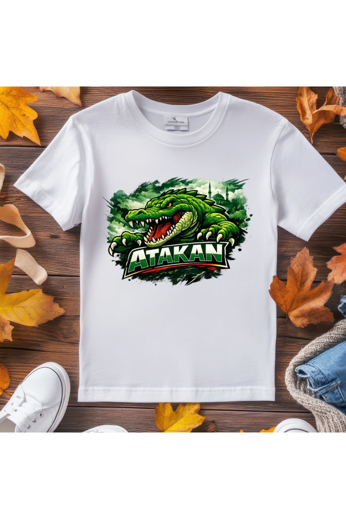 İsme Özel Bursaspor Timsah Tasarımlı Çocuk Tişört